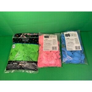 BALLONS (272 Total) Amscan 3 Colors Latex 12" Kiwi 72/ Pack, Pink And Blue 9”